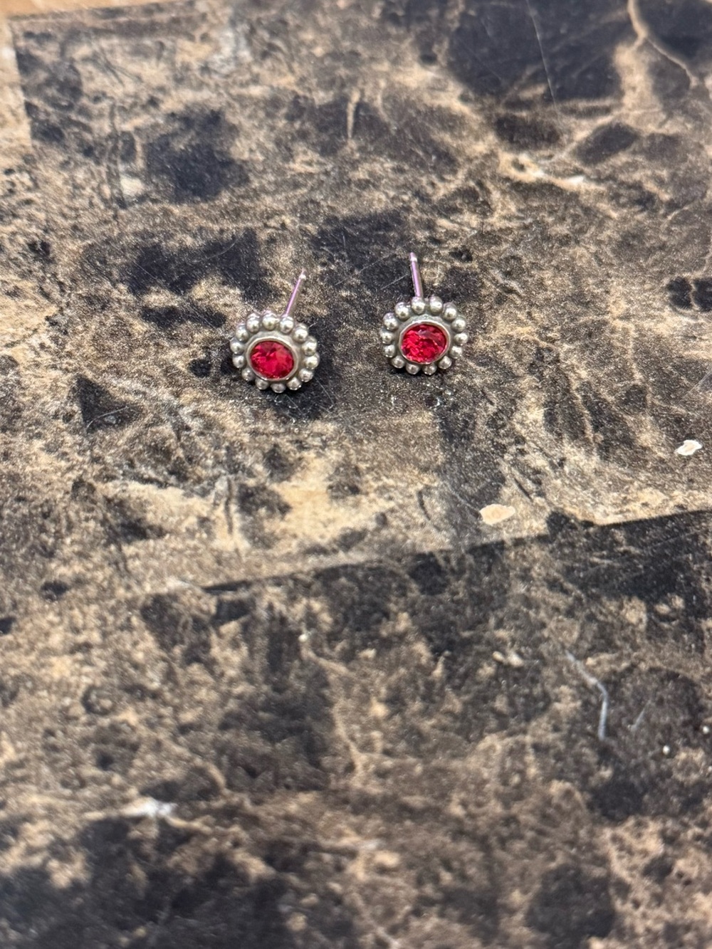 Brighton Twinkle Mini Post Garnet Red Crystal Silver Earrings - Picture 2 of 6